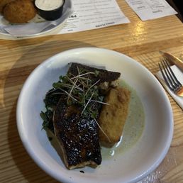 Chicken, Mushroom, Herb and Cheese Croquettes Plate & Blackened Grilled NC Swordfish Plate