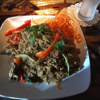 Jasmine Thai - Spicy beef fried rice, definitely a healthy portion - Thai Near Me - Brandon, Florida Jasmine Thai - Spicy beef fried rice, definitely a healthy portion - Thai Near Me - Brandon, Florida