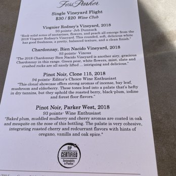 Fess Parker Winery - Tasting menu - Wine Tasting Room Near Me - Los Olivos, California Fess Parker Winery - Tasting menu - Wine Tasting Room Near Me - Los Olivos, California