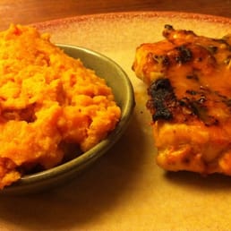 Sweet potato mash and mango lime chicken