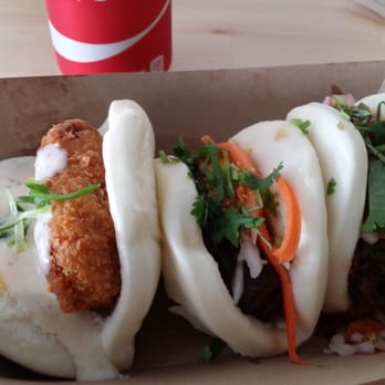 King Bao - L to r, inner harbour (crab cake), hogzilla (pork belly),Glen Rhee ( short rib ), combo with drink, $9 - Asian Fusion Near Me - Orlando, Florida King Bao - L to r, inner harbour (crab cake), hogzilla (pork belly),Glen Rhee ( short rib ), combo with drink, $9 - Asian Fusion Near Me - Orlando, Florida