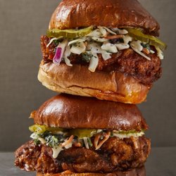 Dulanville Food Truck - The 'Shaw Nashville Hot Chicken Sandwich is our #1 menu item.  *Vegan Slaw served on the side.