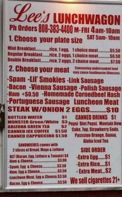 Menu photo 6 Lee's Lunch wagon Kapolei, HI Menu photo 6 Lee's Lunch wagon Kapolei, HI