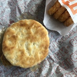 Honey Butter Chicken Biscuit w hash browns