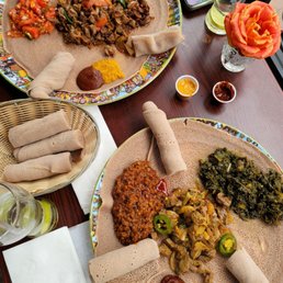 two plates of food on a table
