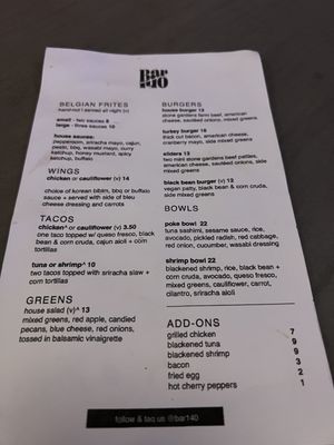 Menu photo 1 Bar 140 Shelton, CT
