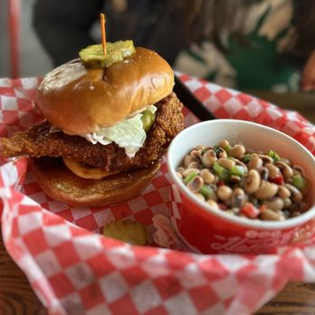 Hattie B's Hot Chicken - Hot Chicken Sandwich and Side Of Black-Eyed Pea Salad - Chicken Wings Near Me - Nashville, Tennessee Hattie B's Hot Chicken - Hot Chicken Sandwich and Side Of Black-Eyed Pea Salad - Chicken Wings Near Me - Nashville, Tennessee