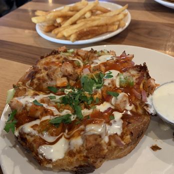 BJ's Restaurant & Brewhouse - Buffalo Chicken Pizza - Mini and Fries - New American Near Me - Oxnard, California BJ's Restaurant & Brewhouse - Buffalo Chicken Pizza - Mini and Fries - New American Near Me - Oxnard, California