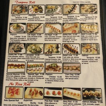 Sato Sushi - the menu for the restaurant - Sushi Bars Near Me - Lancaster, California Sato Sushi - the menu for the restaurant - Sushi Bars Near Me - Lancaster, California