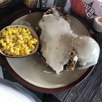 Our Place Restaurant - Chicken fried steak with mashed potatoes and buttered corn. - New American Near Me - Mansfield, Texas Our Place Restaurant - Chicken fried steak with mashed potatoes and buttered corn. - New American Near Me - Mansfield, Texas