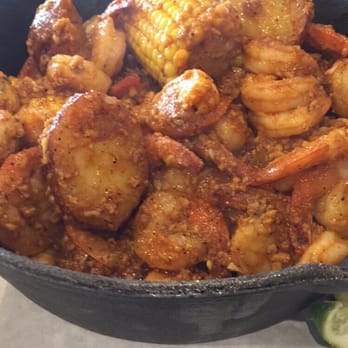 On The Hook - Peeled shrimp with potatoes and corn , spicy with all three flavor options - Cajun/Creole Near Me - Brea, California On The Hook - Peeled shrimp with potatoes and corn , spicy with all three flavor options - Cajun/Creole Near Me - Brea, California