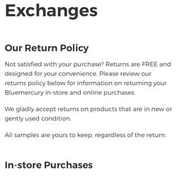 Bluemercury - Return policy