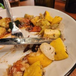 Veggies were raw and hard