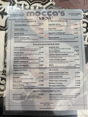Menu photo 2 Mocca's Las Piedras, PR Menu photo 2 Mocca's Las Piedras, PR