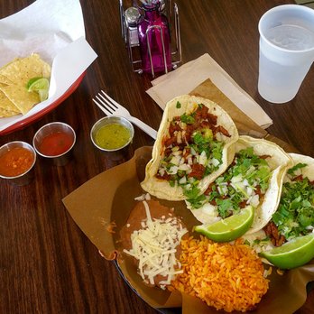 Taco Shop - 3 Al Pastor Tacos, 3 different salsas. Yummy! - Tacos Near Me - Palatine, Illinois Taco Shop - 3 Al Pastor Tacos, 3 different salsas. Yummy! - Tacos Near Me - Palatine, Illinois