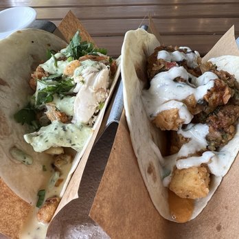 Velvet Taco - #3.5 Picnic Chicken left #5 Fried Paneer right - Tacos Near Me - The Woodlands, Texas Velvet Taco - #3.5 Picnic Chicken left #5 Fried Paneer right - Tacos Near Me - The Woodlands, Texas