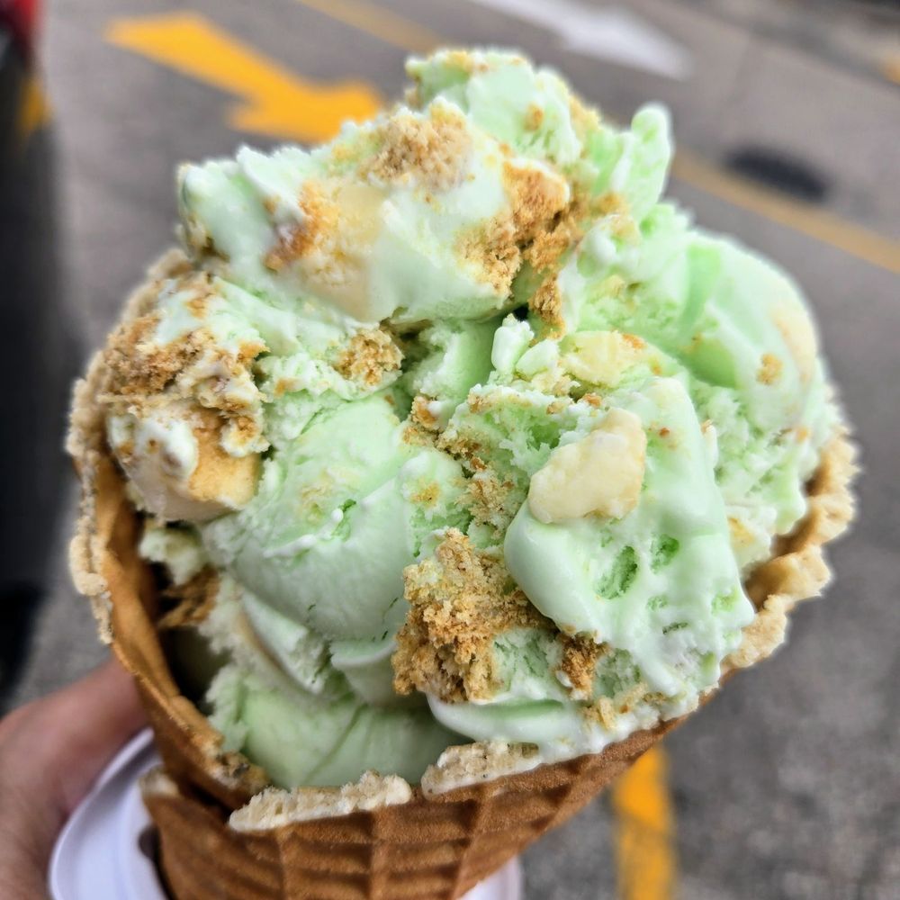 Uncle Ray's Dairyland - Key lime cheesecake the flavor of the month and homemade waffle cone. Delicious!! - Ice Cream & Frozen Yogurt Near Me - Fenton, Michigan Uncle Ray's Dairyland - Key lime cheesecake the flavor of the month and homemade waffle cone. Delicious!! - Ice Cream & Frozen Yogurt Near Me - Fenton, Michigan