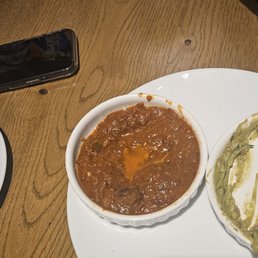 Chips and dip was disgusting. Note odd pooling liquid in center of salsa and discolored guac. Chips and dip was disgusting. Note odd pooling liquid in center of salsa and discolored guac.