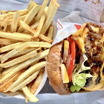 In-N-Out Burger - Combo #1 Double-Double w/ chopped grilled onions & chilis, Fries & Drink. - Burgers Near Me - Fort Worth, Texas