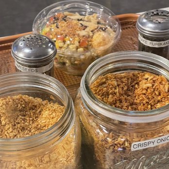 FOB Poke Bar - Crispy garlic, crispy onion, furikake, and sesame seed station. - Poke Near Me - Bellevue, Washington FOB Poke Bar - Crispy garlic, crispy onion, furikake, and sesame seed station. - Poke Near Me - Bellevue, Washington