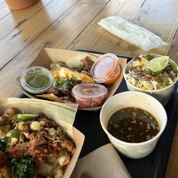 Chachos Taqueria - Tamale, pork and birra taco and elote. - Mexican Near Me - Duluth, Minnesota