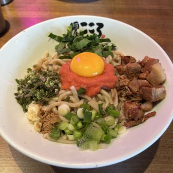 Kokoro Tokyo Mazesoba - Mentaiko Cream Mazesoba (XL) - Japanese Near Me - Richmond, British Columbia Kokoro Tokyo Mazesoba - Mentaiko Cream Mazesoba (XL) - Japanese Near Me - Richmond, British Columbia
