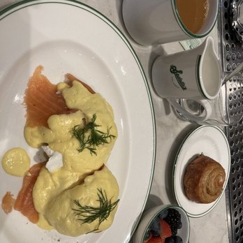 Sadelle's - SADELLE'S SIGNATURE BREAKFAST: Salmon Benedict, Sticky Bun, Fresh Fruit, Coffee - Breakfast & Brunch Near Me - Las Vegas, Nevada