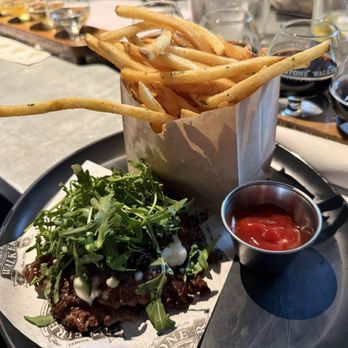 Firestone Walker Brewing- Buellton - Fig & Pig Smash Burger minus the bun - Brewpubs Near Me - Buellton, California