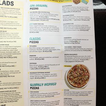California Pizza Kitchen - Pizza menu as of September 2025 - Pizza Near Me - Pleasanton, California