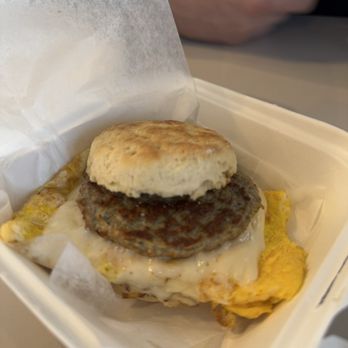 Daylight Restaurant & Bakery - Fresh Cracked Egg sandwich on a Biscuit,   Sausage, Egg and Cheese - Coffee & Tea Near Me - Hilliard, Ohio