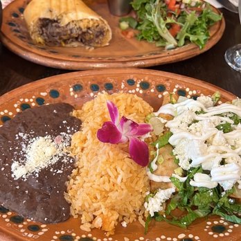 Casa Mexico - Steak chimichanga (top) and taquitos frescos (bottom) with rice and refried beans. - Tacos Near Me - Hopewell Junction, New York Casa Mexico - Steak chimichanga (top) and taquitos frescos (bottom) with rice and refried beans. - Tacos Near Me - Hopewell Junction, New York
