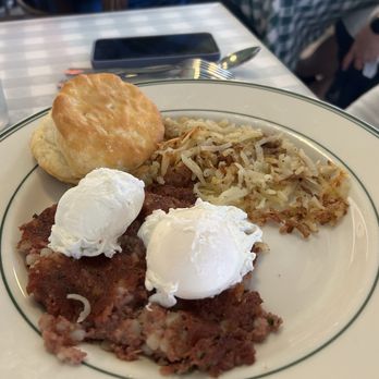 Lucile's Stateside Bistro - Corned Beef Hash with Poached Eggs - American Near Me - Fort Worth, Texas Lucile's Stateside Bistro - Corned Beef Hash with Poached Eggs - American Near Me - Fort Worth, Texas