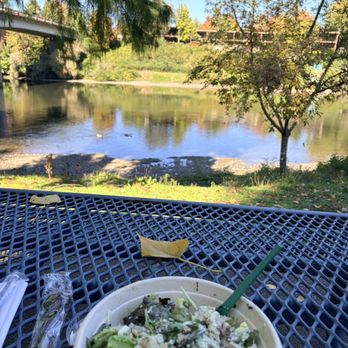 Rogue Salad - Eating our salad at a nearby park. - Salad Near Me - Grants Pass, Oregon Rogue Salad - Eating our salad at a nearby park. - Salad Near Me - Grants Pass, Oregon