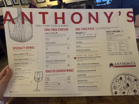 Menu photo 1 Anthony's Coal Fired Pizza & Wings Wantagh, NY