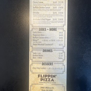 Flippin' Pizza - Menu2 - Pizza Near Me - Vista, California