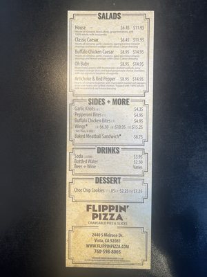 Menu photo 2 Flippin' Pizza Vista, CA