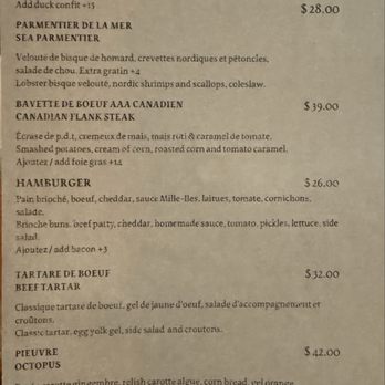 Chez Temporel - Main menu - French Near Me - Quebec City, Quebec