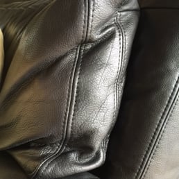 Very faded leather couch dyed and restored to its original black. Very faded leather couch dyed and restored to its original black.