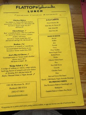 Menu photo 2 Flattop & Salamander Portland, OR