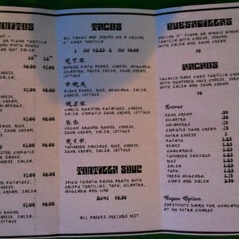 Budgies Burritos - The menu, hopefully you can read it :) - Vegetarian Near Me - Vancouver, British Columbia