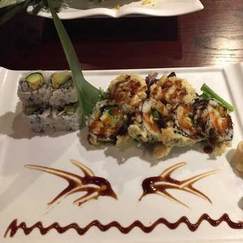 Rainbow King - Vegetable tempura sushi on the right and mango avocado on the left. - Japanese Near Me - Bel Air, Maryland Rainbow King - Vegetable tempura sushi on the right and mango avocado on the left. - Japanese Near Me - Bel Air, Maryland