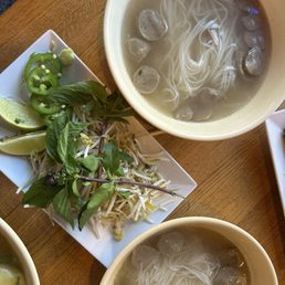 Meatball Pho - split into two bowls for our two little guys