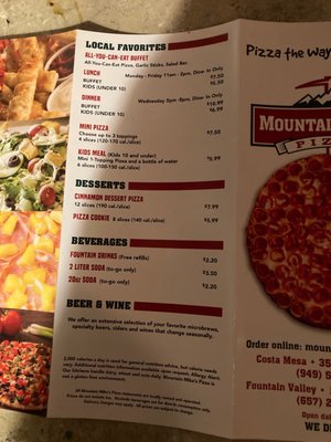 Menu photo 2 Mountain Mike's Pizza Fountain Valley, CA Menu photo 2 Mountain Mike's Pizza Fountain Valley, CA