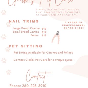 Clark’s Pet Care - Pricing List - Pet Groomers Near Me