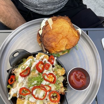 American Elm - Breakfast sandwich with special tots - New American Near Me - Denver, Colorado