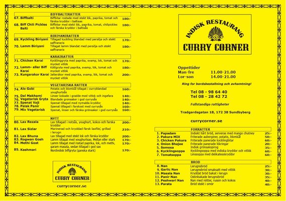 Menu photo 2 Curry Corner Sundbyberg, AB