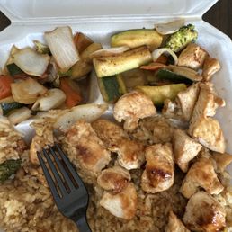 Chicken & shrimp combo (sorry I took 4 bites already lol)