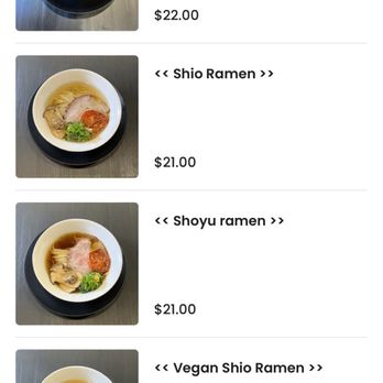mensho tokyo - Lunch Ramen options - Ramen Near Me