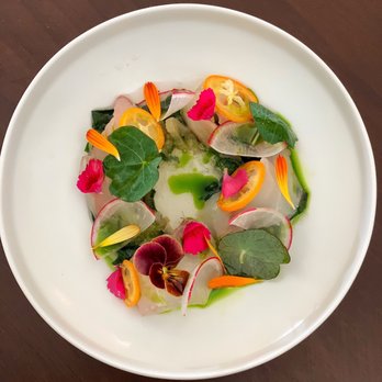 SSAL - Halibut crudo with perilla oil. What a piece of art! - Korean Near Me - San Francisco, California