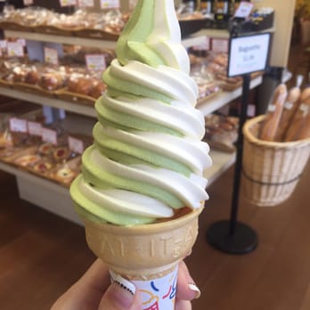 Belle's Bread - Green tea and vanilla twist soft serve in a cone - SO GOOD!! - Bakeries Near Me - Columbus, Ohio